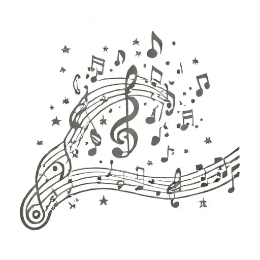 Stars With Music Notes Floating