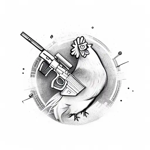 Cartoon Chicken With Gun