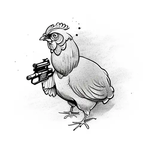 Yellow Cartoon Chicken Shooting Gun