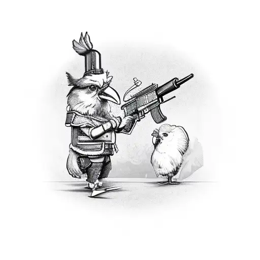 Cartoon Chicken With Gun