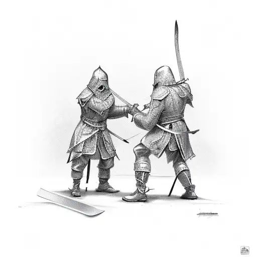 Stickmen Having A Sword Fight