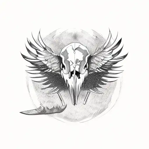 Vulture Holding A Skull With Its Paws