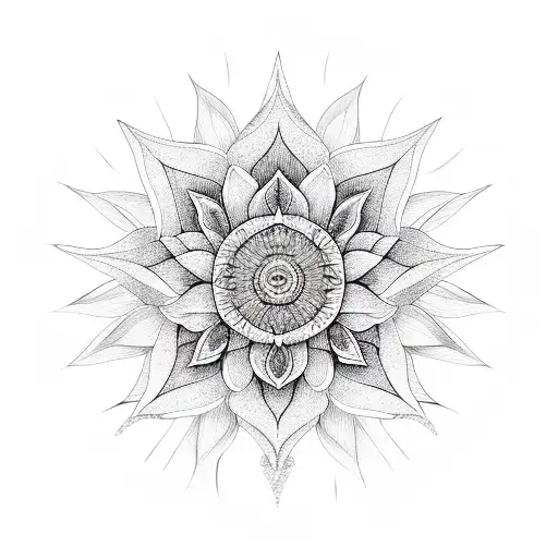 Heptagram Circle Lotus Flower