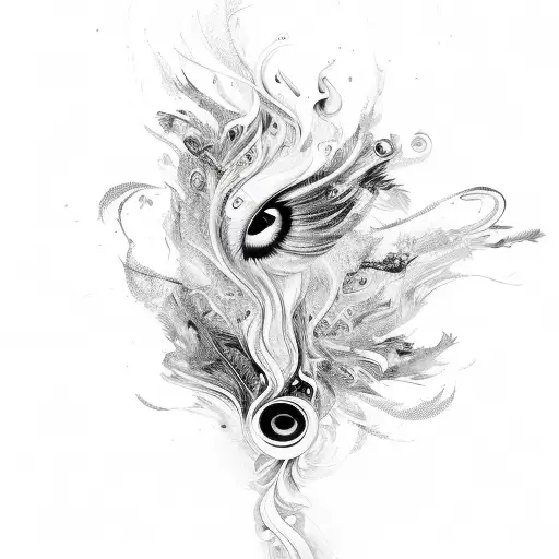 A Feather Engulfed In Swirling Flames