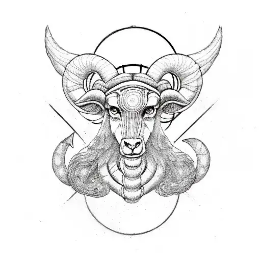 Aries Zodiac Symbol Integrated With A Matrix-themed Design
