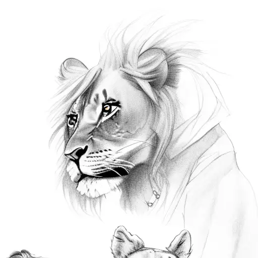 Child With Dreads And A Baby Lion