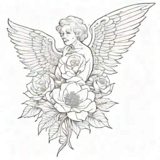 Rip Grandma With Wings And A Flower