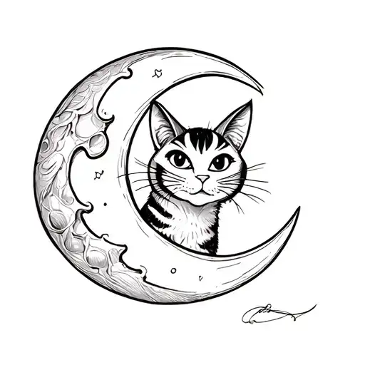 Friendly Cheshire Cat As The Moon