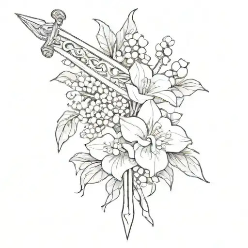 Sword With Lily Of The Valley And Poppy
