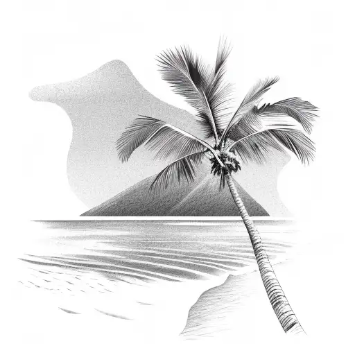 Sunset Over The Ocean With Palm Trees