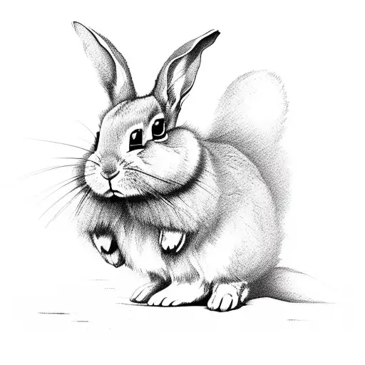 Small Rabbit Jumping On Cloud