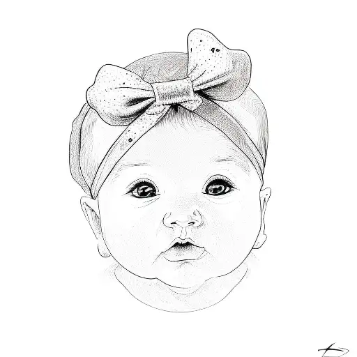 A Baby With A Bow On Her Head