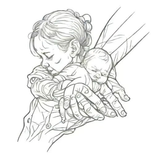 Man Hand Mom Baby Girl