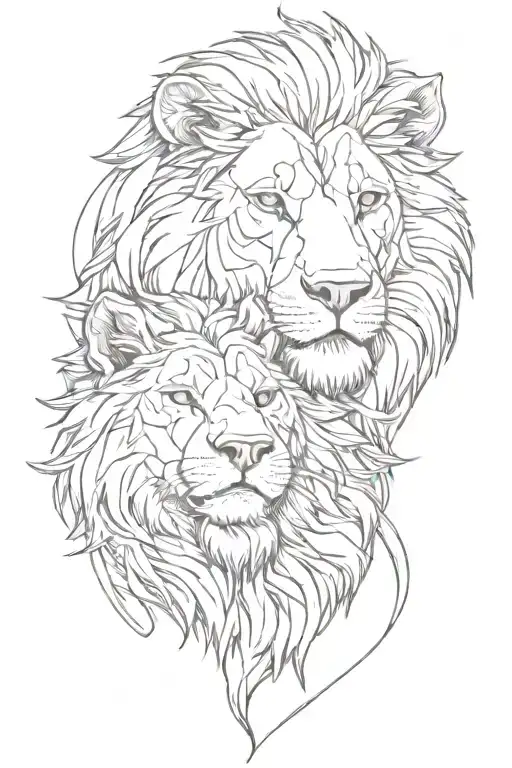 A Lion And A Wolf Head