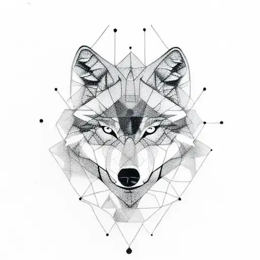 Abstract Geometric Shapes That Creates A Wolf In A Small Black Minimalistic