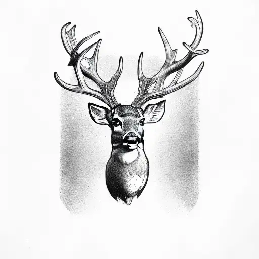 Deer With Branches On The Antlers