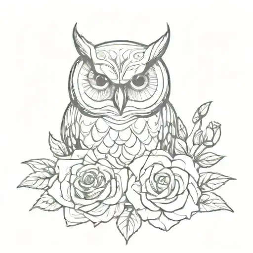 Owl With Roses