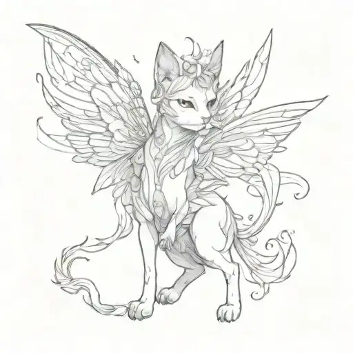 A Fairy Cat With Wings Flying