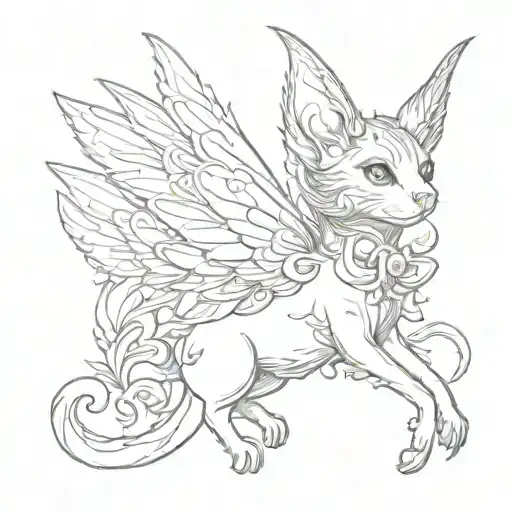 A Fairy Cat With Wings Flying