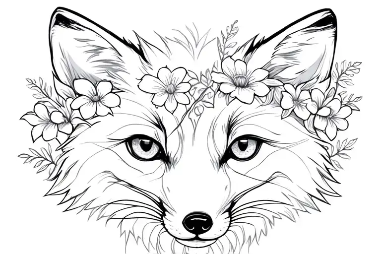 Fox With Flowers