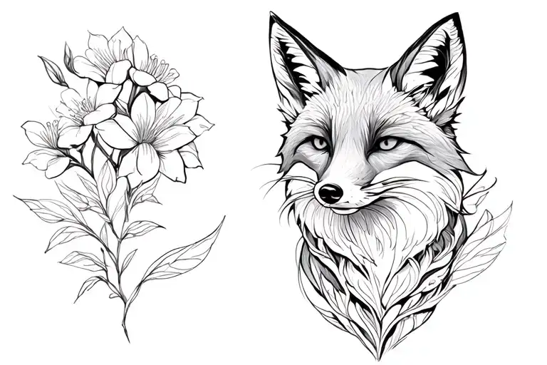 Fox With Cerezo Flowers