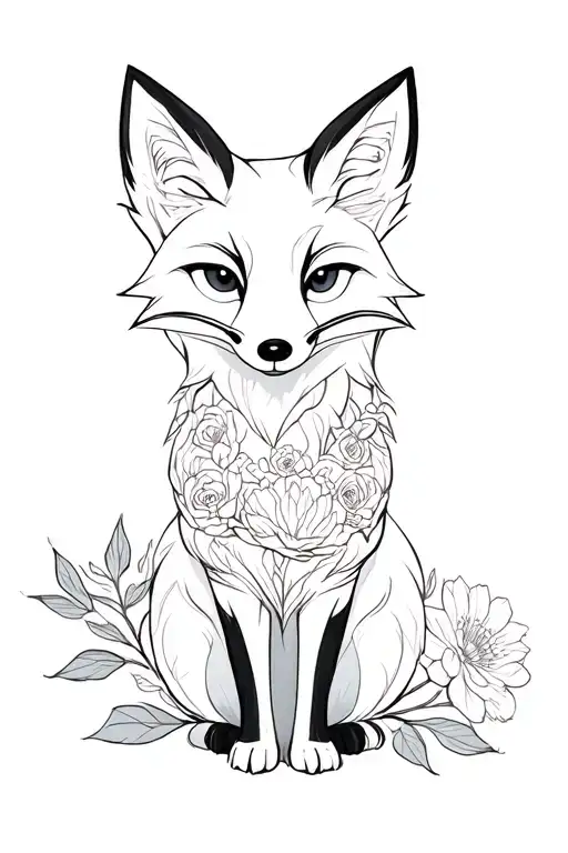 Fox With Cerezo Flowers