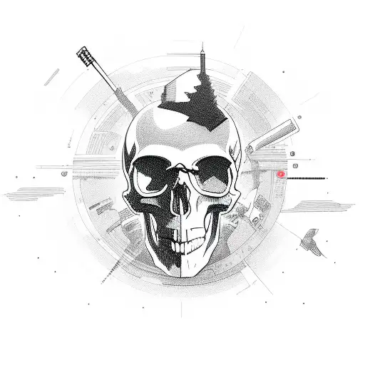 Skull Electronic Intelligence Handheld Radio Rifle Crossed Lightnings