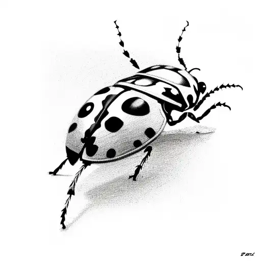 A Ladybug Practicing Jiu Jitsu Moves In A Sketch Style