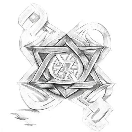 Star Of David With Crossed Swords Army Style