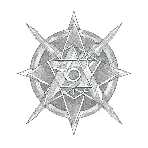 Simple Vector Star Of David With Swords Army Style