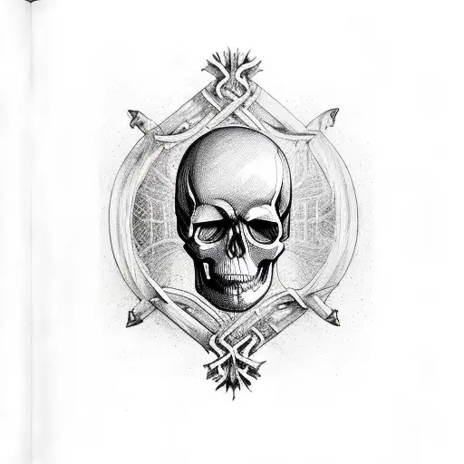 Black Hourglass With Skull