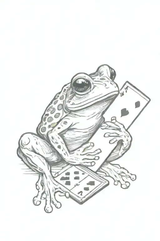Frog Holding Playing Cards