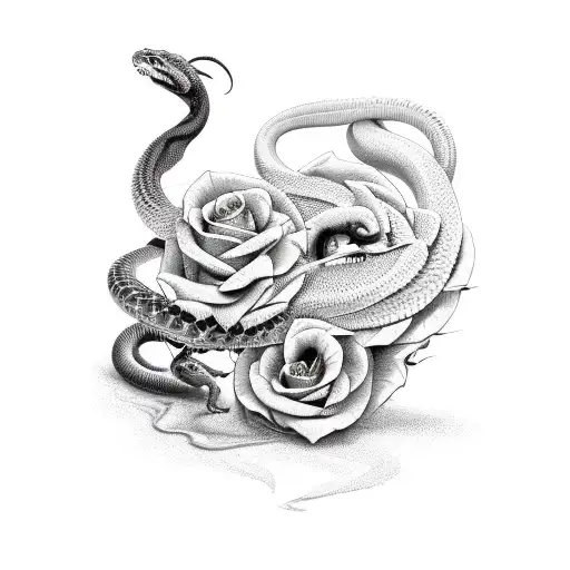 Roses With Rattle Snake And Scorpion