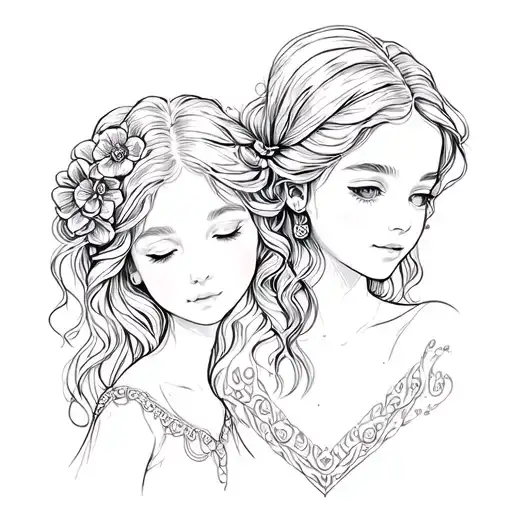 Mother Daughter Tattoo Design