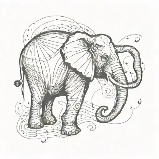 Elephant With Music Sheet Flowing Out The Trunk