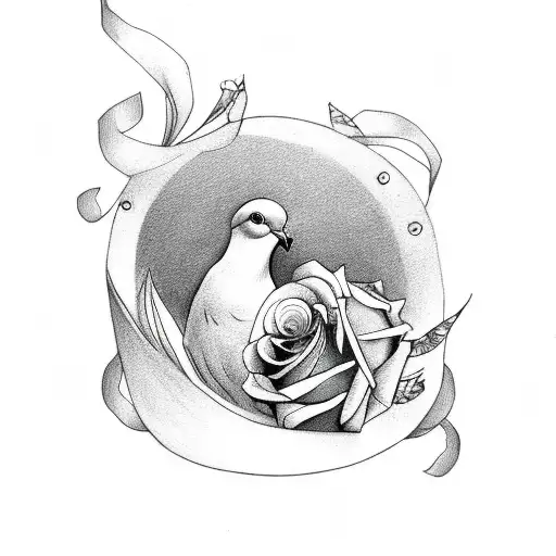 Dove With Roses Background And The Name Stephanie