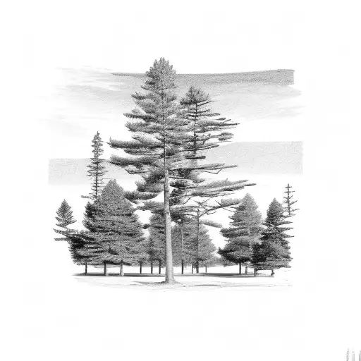 Michigan Landscape With A Towering Pine Tree