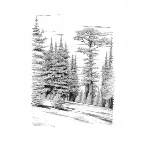 Michigan Landscape With A Towering Pine Tree