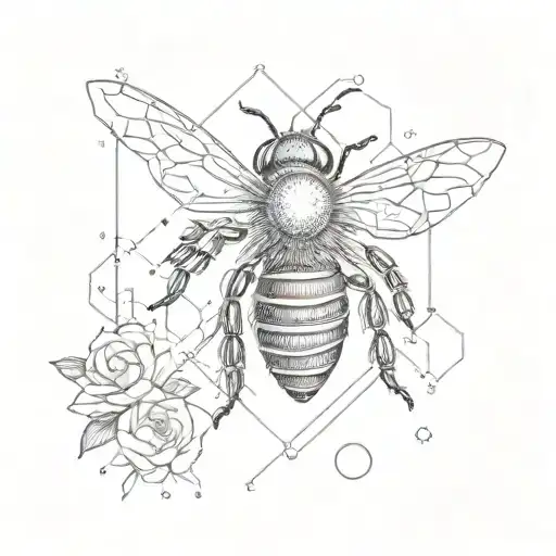 Bee With Cancer Constellation And Endorphin Molecule