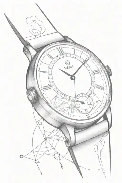 A Minimalist Tattoo Of A Clock Watch With Circuit Patterns Intertwined Within It