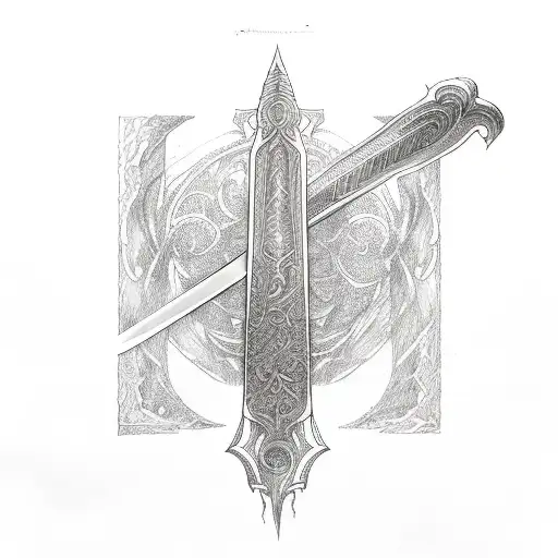 An Intricate Sketch Of A Magical Sword From The Stormlight Archive