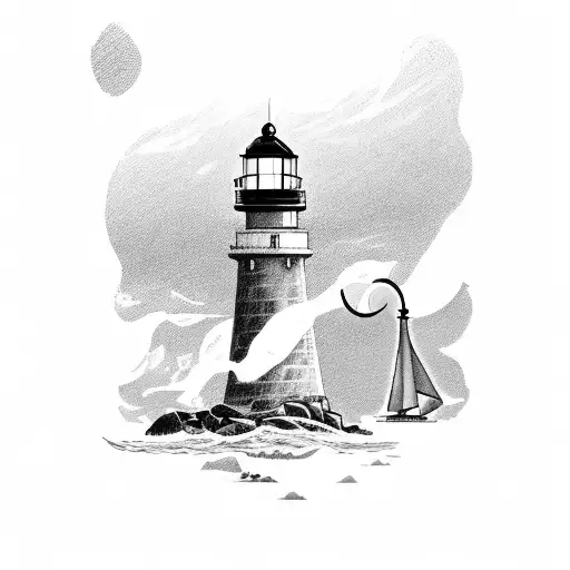 Man Towards Lighthouse