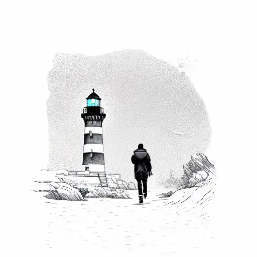 Man Walking To The Lighthouse