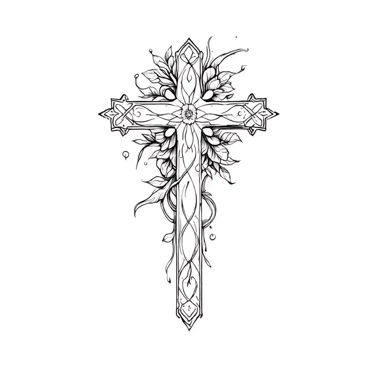 Feminine Cross Tattoo Bold