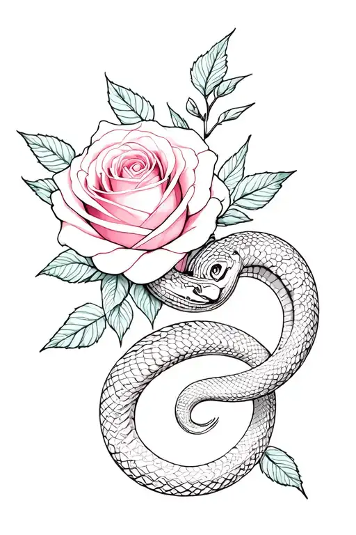 Roses And Snake In Flowers