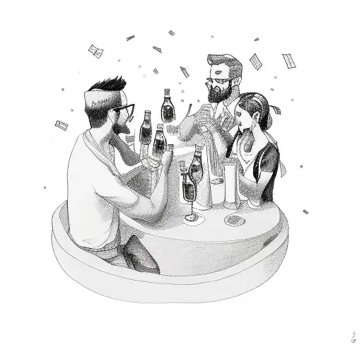 A Party Scene With Friends Drinking Rum And Beer