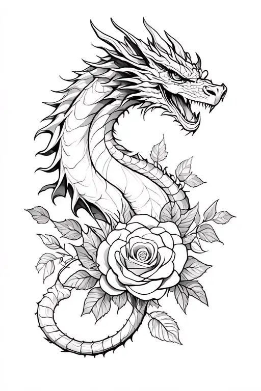 Dragon And Roses