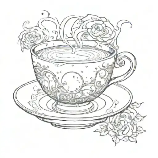 Teacup With Steam That Looks Like The Moon