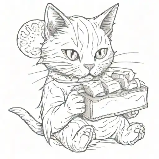 Cat With Toast In Mouth