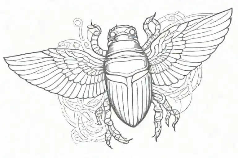Sacred Egyptian Scarab With Open Wings